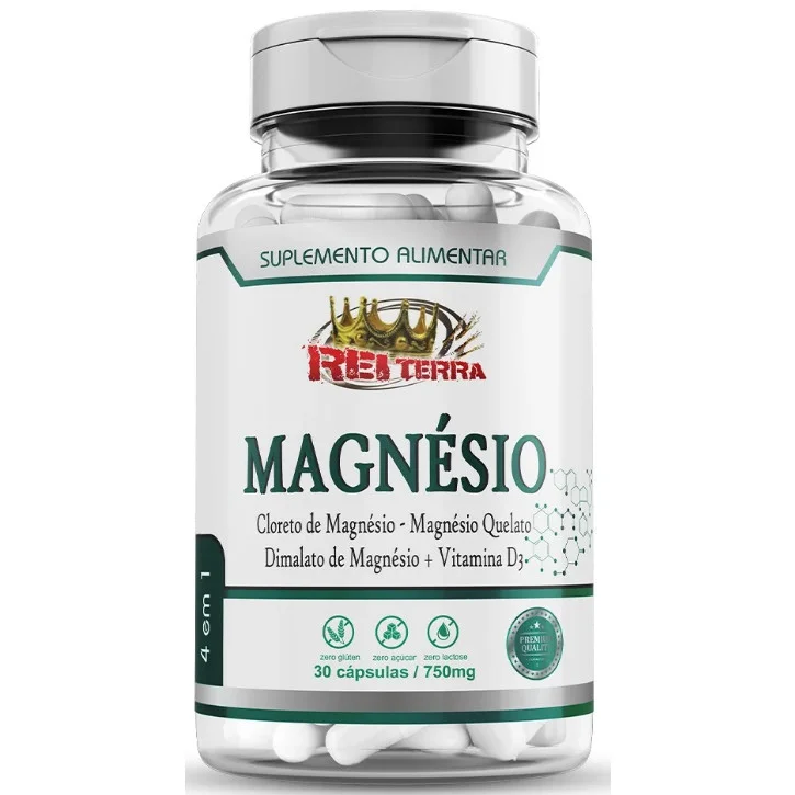 Magnésio 4 em 1: Cloreto de Magnésio, Quelato, Dimalato e Vitamina D3